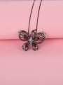 thumb 925 Sterling Silver Garnet  Vintage Butterfly Pendant Necklace 2