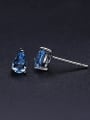 thumb 925 Sterling Silver Swiss Blue Topaz Water Drop Luxury Stud Earring 3