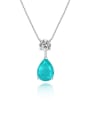 thumb 925 Sterling Silver High Carbon Diamond Blue Water Drop Luxury Necklace 0