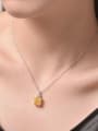 thumb 925 Sterling Silver High Carbon Diamond Yellow Flower Dainty Necklace 1