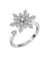 thumb 925 Sterling Silver Cubic Zirconia Rotate Flower Cute Band Ring 3