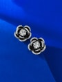 thumb 925 Sterling Silver Cubic Zirconia Flower Vintage Cluster Earring 0