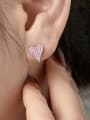 thumb 925 Sterling Silver Cubic Zirconia Heart Dainty Cluster Earring 1