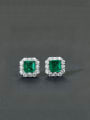 thumb 925 Sterling Silver Cubic Zirconia Square Luxury Stud Earring 0