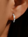 thumb 925 Sterling Silver Opal Geometric Dainty Huggie Earring 2