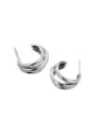 thumb 925 Sterling Silver Geometric Minimalist  Semicircle Three Layers Earring 3