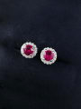thumb 925 Sterling Silver Cubic Zirconia Round Dainty Cluster Earring 0