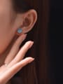 thumb 925 Sterling Silver High Carbon Diamond Blue Geometric Dainty Stud Earring 1