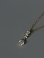 thumb 925 Sterling Silver Cubic Zirconia Round Dainty Necklace 0