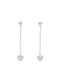 thumb 925 Sterling Silver Cubic Zirconia Heart Dainty Threader Earring 2