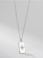 thumb 925 Sterling Silver  Minimalist Six Pointed Star Single Diamond Square Brand Necklace 0