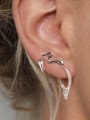 thumb 925 Sterling Silver Cubic Zirconia Triangle Minimalist Huggie Earring 2