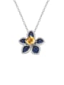 thumb 925 Sterling Silver Swiss Blue Topaz Flower Luxury Necklace 0