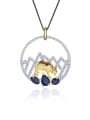 thumb 925 Sterling Silver Swiss Blue Topaz Animal Luxury Necklace 0