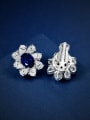 thumb 925 Sterling Silver High Carbon Diamond Blue Flower Dainty Stud Earring 2