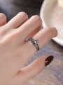 thumb 925 Sterling Silver Cubic Zirconia Leaf Vintage Stackable Ring 1