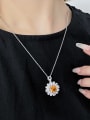 thumb 925 Sterling Silver High Carbon Diamond Flower Dainty Necklace 1