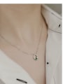 thumb 925 Sterling Silver Cubic Zirconia Green Geometric Dainty Necklace 1