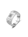thumb 925 Sterling Silver Cubic Zirconia Geometric Dainty Men Band Ring 0