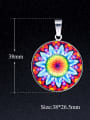 thumb Stainless steel Multicolor Millefiori Glass Round Charm Height : 38mm , Width: 26.5mm 1