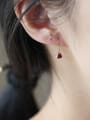 thumb 925 Sterling Silver Cubic Zirconia Red Heart Dainty Hook Earring 1