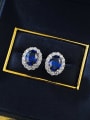 thumb 925 Sterling Silver Synthetic Crystal Blue Geometric Luxury Stud Earring 3