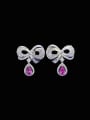 thumb 925 Sterling Silver Cubic Zirconia Bowknot Luxury Cluster Earring 0