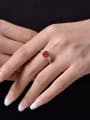 thumb 925 Sterling Silver High Carbon Diamond Orange Geometric Dainty Solitaire Ring 1