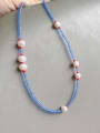 thumb Titanium Steel Freshwater Pearl Glass beads Bohemia Beaded Necklace 0