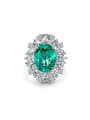 thumb 925 Sterling Silver High Carbon Diamond Green Geometric Luxury Ring 0