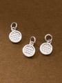 thumb S925 plain silver old Thai silver 10mm pattern round plaque pendant 1