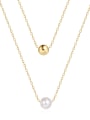 thumb 925 Sterling Silver Imitation Pearl Ball Minimalist Necklace 0