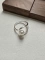 thumb 925 Sterling Silver Imitation Pearl Geometric Minimalist Stackable Ring 0