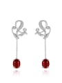 thumb 925 Sterling Silver High Carbon Diamond Red Geometric Luxury Drop Earring 0