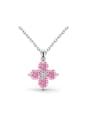 thumb 925 Sterling Silver Cubic Zirconia Clover Dainty Necklace 0