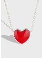 thumb 925 Sterling Silver Enamel discoloration Heart Minimalist Necklace 3