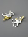 thumb 925 Sterling Silver Enamel Bee Artisan Geometric Stud Earring 1