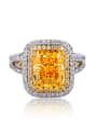 thumb 925 Sterling Silver Moissanite Orange Geometric Luxury Band Ring 1