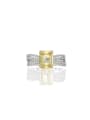 thumb 925 Sterling Silver High Carbon Diamond Yellow Geometric Luxury Ring 0