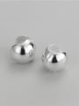 thumb 925 Sterling Silver Minimalist  Smooth Round Ball Stud Earring 2