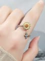 thumb 925 Sterling Silver Cubic Zirconia Sun Flower Minimalist Band Ring 1