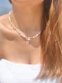 thumb Titanium Steel Freshwater Pearl Letter Trend Beaded Necklace 1
