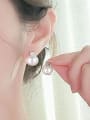 thumb 925 Sterling Silver Imitation Pearl Geometric Dainty Drop Earring 1