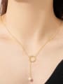 thumb 925 Sterling Silver Imitation Pearl Round Dainty Lariat Necklace 1