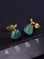 thumb 925 Sterling Silver Natural Stone Grass sprouting aventurine Artisan Stud Earring 2