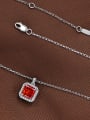 thumb 925 Sterling Silver High Carbon Diamond Square Luxury Necklace 1
