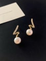 thumb 925 Sterling Silver Imitation Pearl White Ball Dainty Drop Earring 1