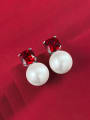 thumb 925 Sterling Silver Imitation Pearl Square Luxury Stud Earring 1
