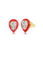 thumb 925 Sterling Silver Cubic Zirconia Enamel Heart Minimalist Stud Earring 3
