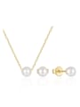 thumb 925 Sterling Silver Imitation Pearl Minimalist Round  Earring and Necklace Set 0